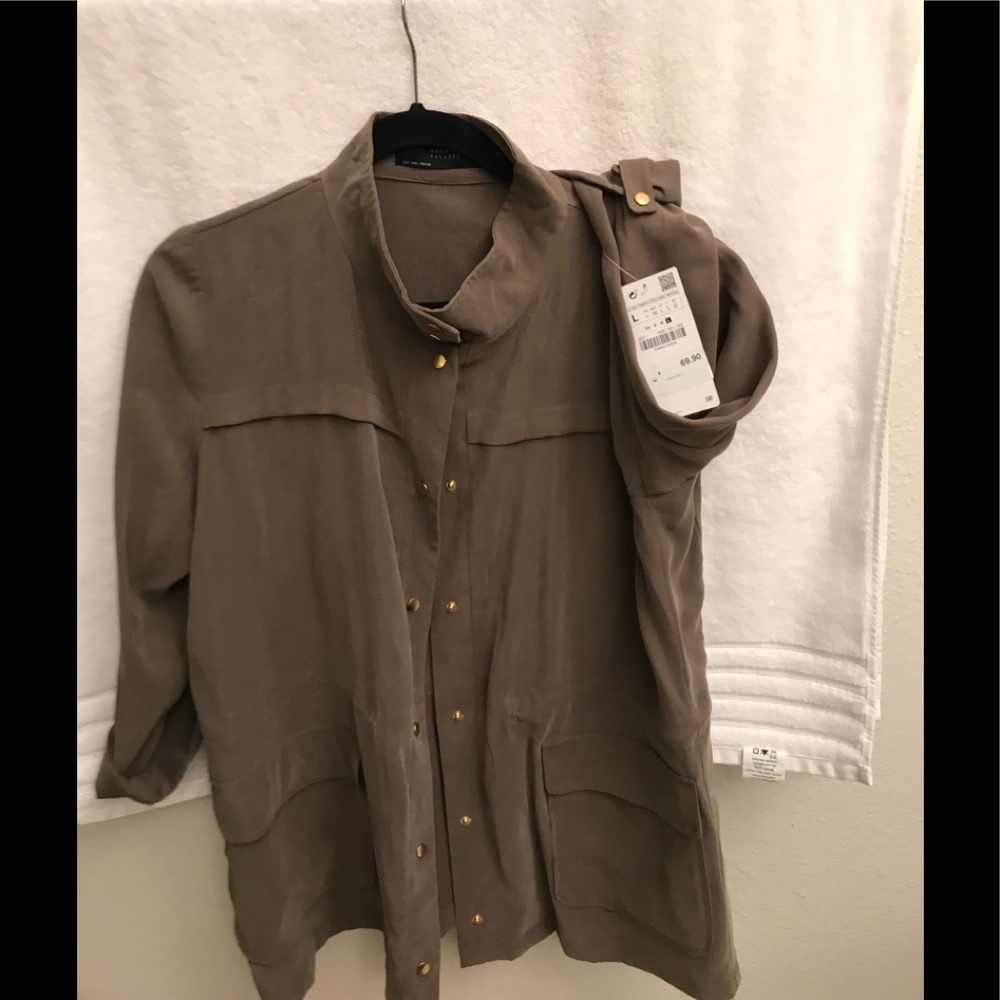 Zara khaki top Szl NWT
